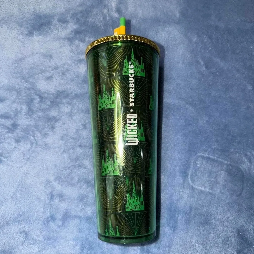 Starbucks Wicked‎ green tumbler with gold accents new